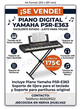 Piano Digital Yamaha PSR-E363