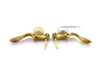 pendientes oro 18k con piedra con diamante,perla