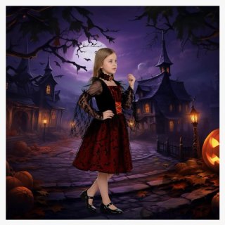 Disfraz vampiro niña con luz LED.