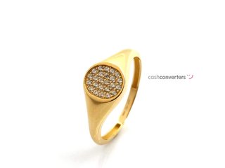 sello oro 18k con piedra con circonita t. 17 (18,16 mm)