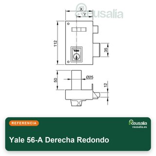 Yale 56-A Derecha Redondo Cerradura Sobreponer