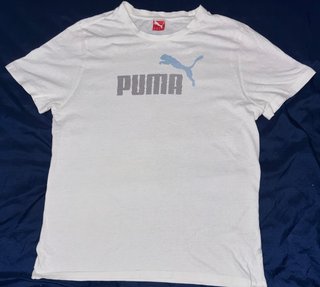 Camiseta Puma Blanca Logo Rayas