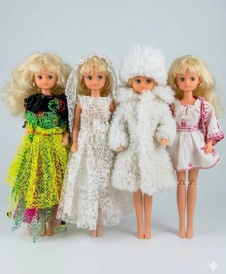 Lote 4 estilismos de muñeca Chabel. Hechos a mano.