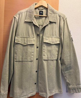 Chaqueta Zara Hombre Verde Caqui Bolsillos