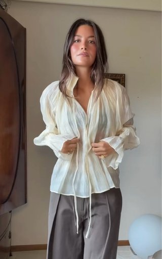 Blusa mezcla lyocell frunces