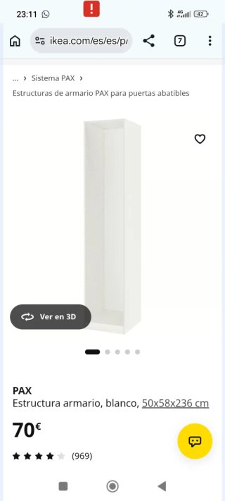 Estructura de armario IKEA PAX Blanco y 7 baldas