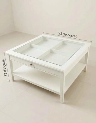 Mesa de centro blanca con cristal LIATORP de IKEA