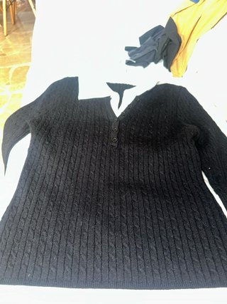 Jersey grueso de punto negro y blanco talla M