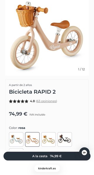 Bicicleta sin pedales Kinderkraft Rapid