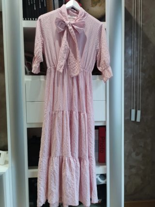 Vestido Midi Cuadro Vichy Rosa