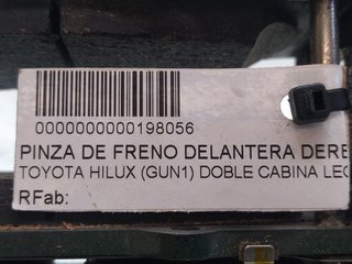 PINZA DE FRENO DELANTERA DERECHA TOYOTA HILUX (GUN1) DOBLE CABINA LEGEND 4X4