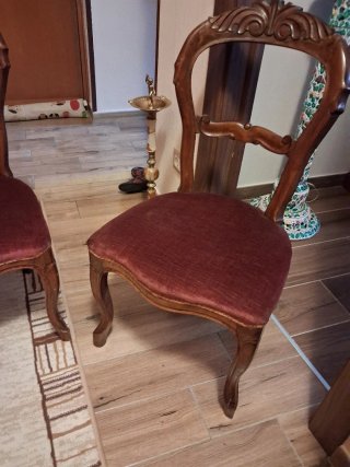 Set di 4 sedie in legno e velluto