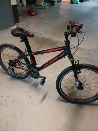 Bicicleta infantil negra y roja