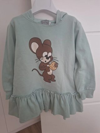 Vestido niña con capucha y volantes