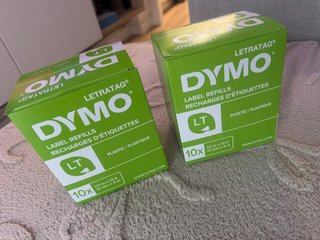 2 Cajas de Cintas DYMO LetraTag 12mm x 4m