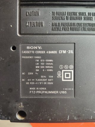 Radio cassette Sony CFM-31L