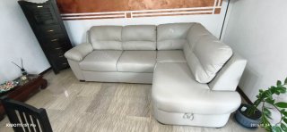 Divano letto angolare similpelle grigio
