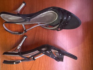 Sandalias de tacón negras con estrás Talla 37
