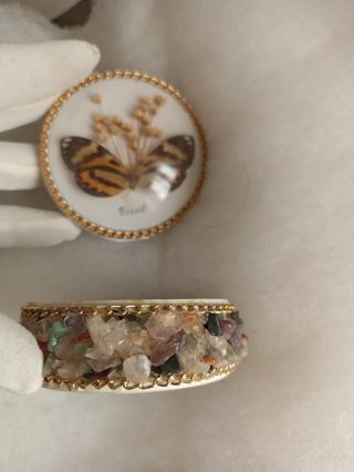 Joyero antiguo mariposa y piedras preciosas