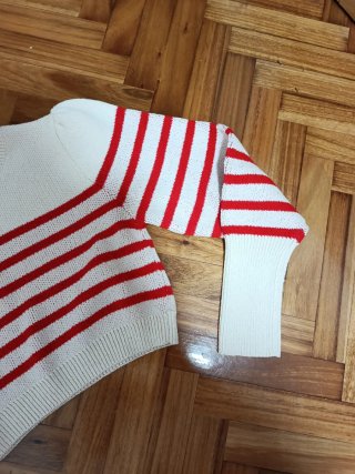 Jersey Crop Zara Rayas Blanco y Rojo