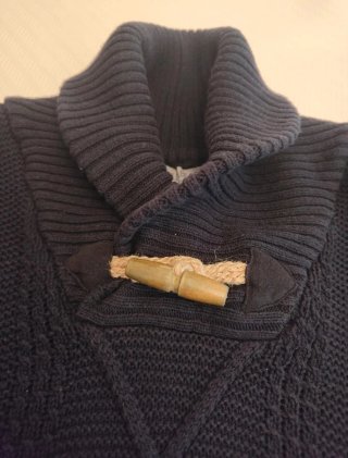 Jersey de Punto Azul con Cuello Chimenea