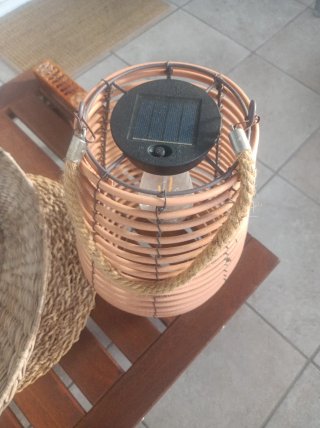 2 Lámparas Solares Exterior Mimbre