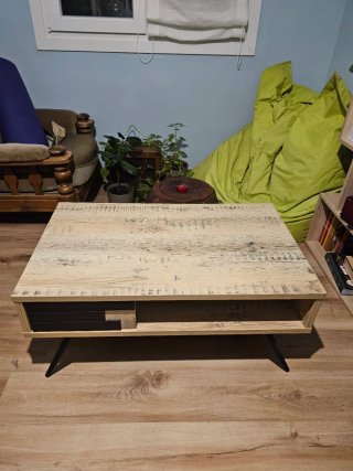 Mesa baja de salón madera y metal