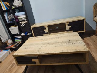 Mesa baja de salón madera y metal