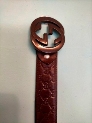 Cinturón Gucci Marrón GG Hebilla Doble G