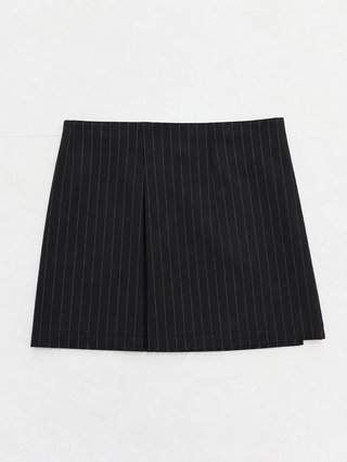 Falda Stradivarius Negra Rayas Finas Talla S