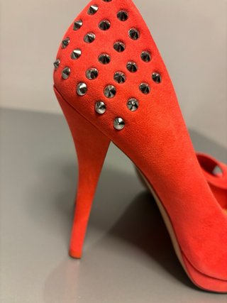 Zapatos de tacón peep toe naranja