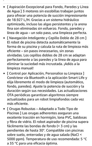 Robot Limpiafondos inalámbrico Piscina Negro/Azul