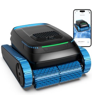 Robot Limpiafondos inalámbrico Piscina Negro/Azul