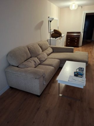 Sofá 4 plazas Chaise Longue tela beige