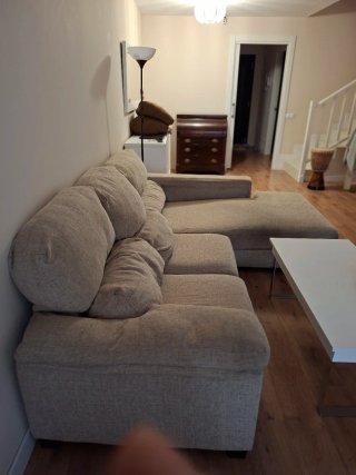 Sofá 4 plazas Chaise Longue tela beige
