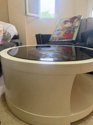 Mesa de Comedor Redonda Blanca y Negra