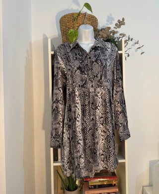 Vestido camisero estampado animal print - L