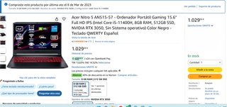 Portátil Gaming Acer Nitro 5 15.6