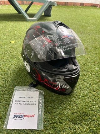 Casco de Moto Integral Negro y Rojo