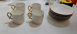 Set di 4 tazze e piatti in porcellana Limoges