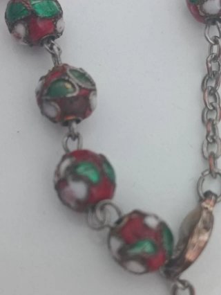 Antiguo Rosario de bolsillo decenario Cloisonné