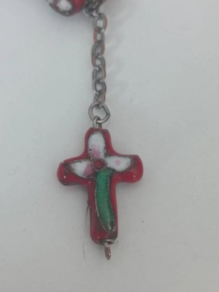 Antiguo Rosario de bolsillo decenario Cloisonné