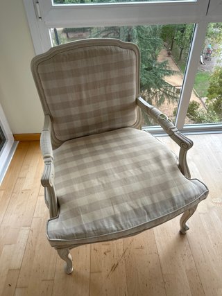 Sillón vintage tela y madera
