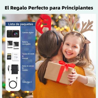 Cámara Digital 4K 64MP Negra, en Amazon 60€