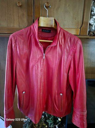 Chaqueta roja cuero talla 46 Piel natural.