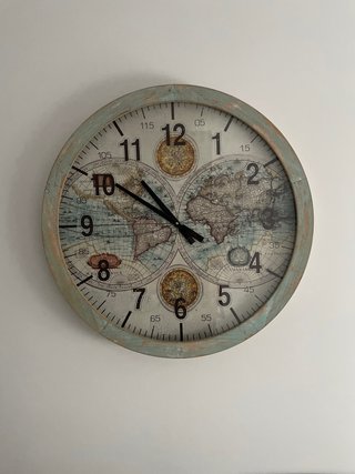 Reloj de Pared Grande con Mapa Mundi