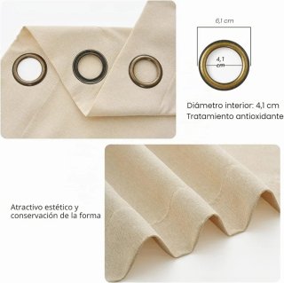 Cortinas Tipo Lino fino Translucido Beige 225x140
