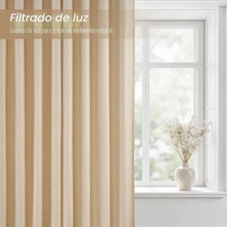 Cortinas Tipo Lino fino Translucido Beige 225x140
