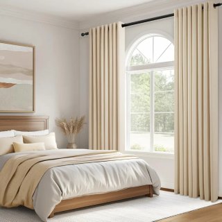 Cortinas Tipo Lino fino Translucido Beige 225x140