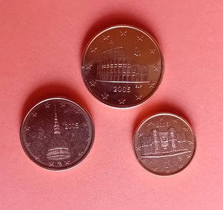 3 Monete Cent Euro Italia. Anno 2004, 2005, 2007 o 2008